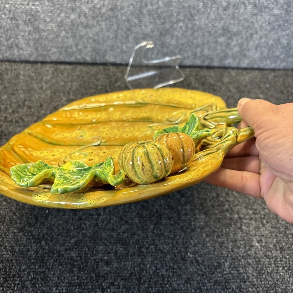 3D Pumpkin Serving Platter~Leaves/Vines/Small Gourds~12